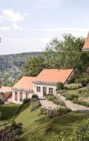 SÜDHANGLAGE AM WIENERWALD - baugenehmigtes Wohnprojekt mit traumhaftem Wienblick - mittleres Haus