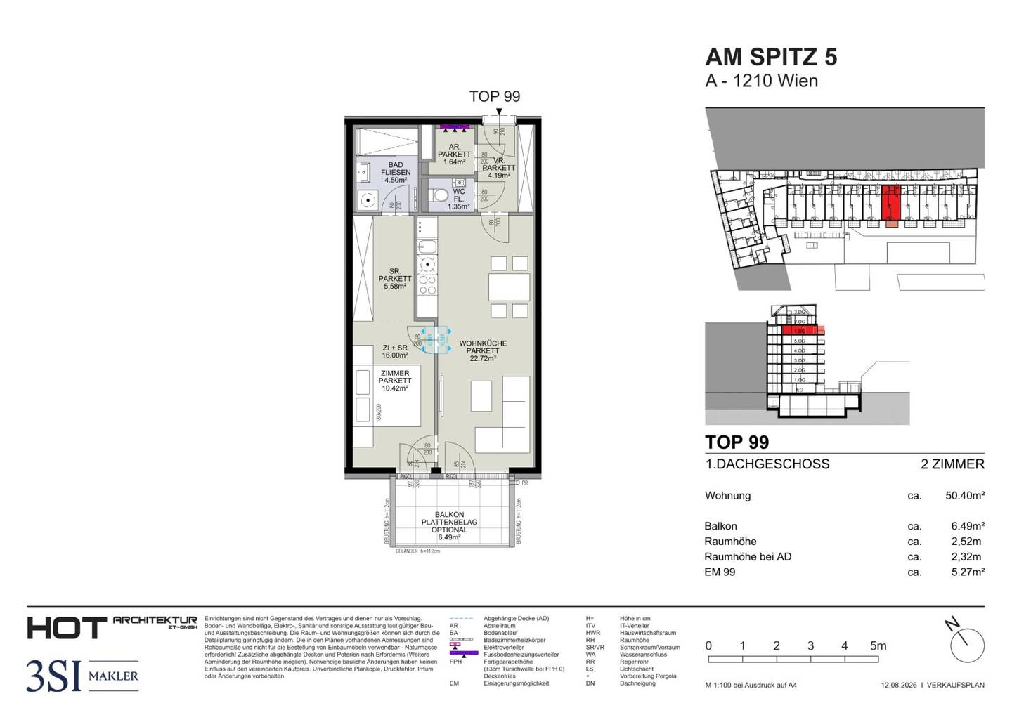 Am Spitz 5. Optimal living on the 1st attic floor - 2 rooms with balcony and modern flair