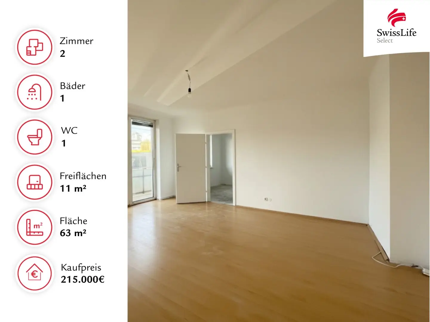 Sanierungsbedürftige 2 Zimmer Wohnung | Loggia ca. 12m² | Erdgeschoss