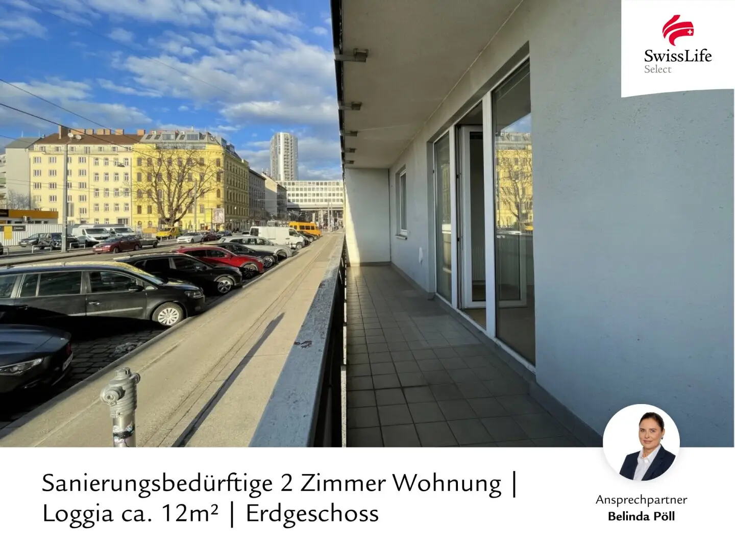 Sanierungsbedürftige 2 Zimmer Wohnung | Loggia ca. 12m² | Erdgeschoss