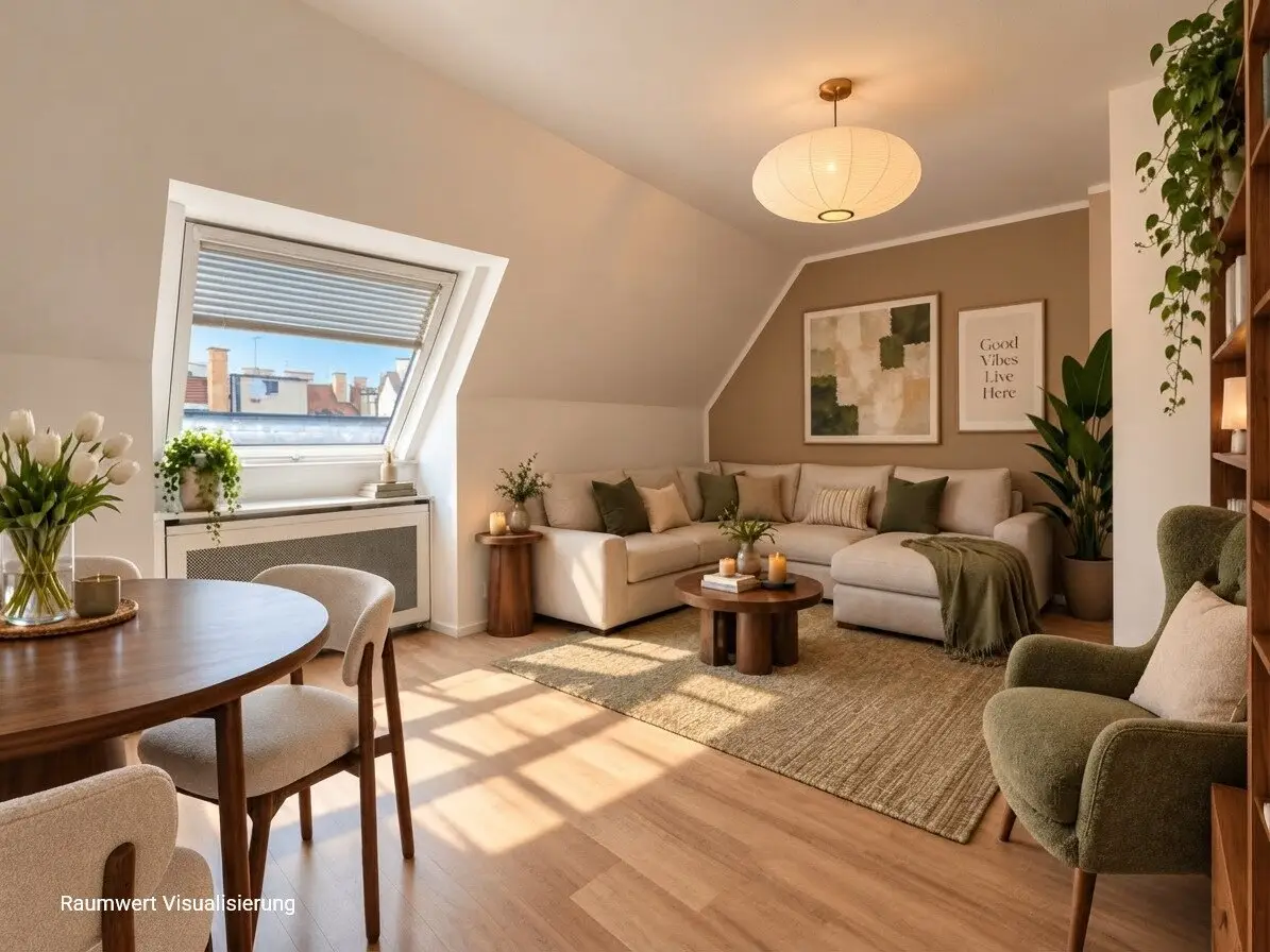 Attic apartment near Brunnenmarkt | approx. 44 m² living area | 2 rooms | 5th floor with elevator | Fitted kitchen | Good public transport connections