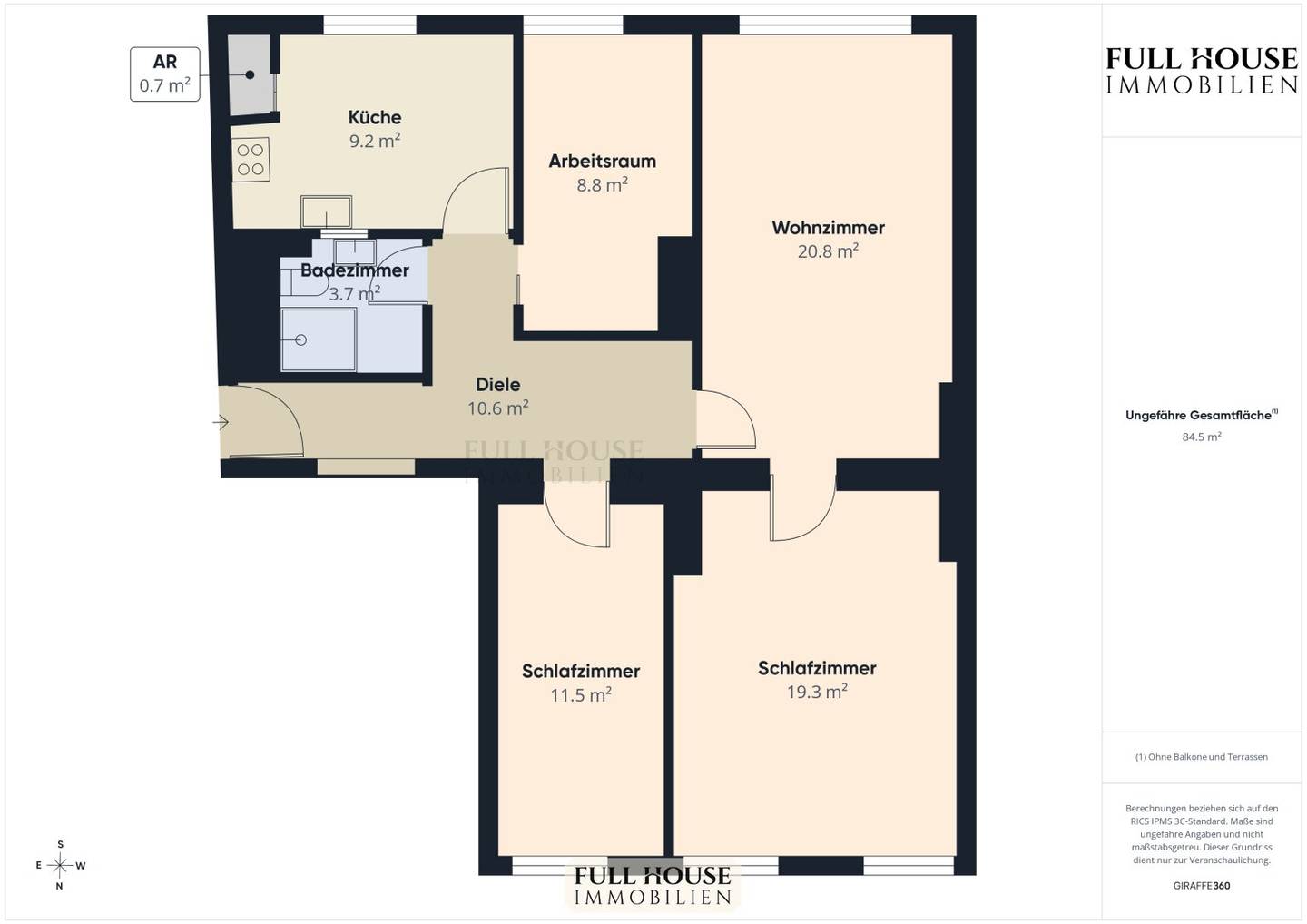 From North to South – spacious 4-room apartment | city centre location
