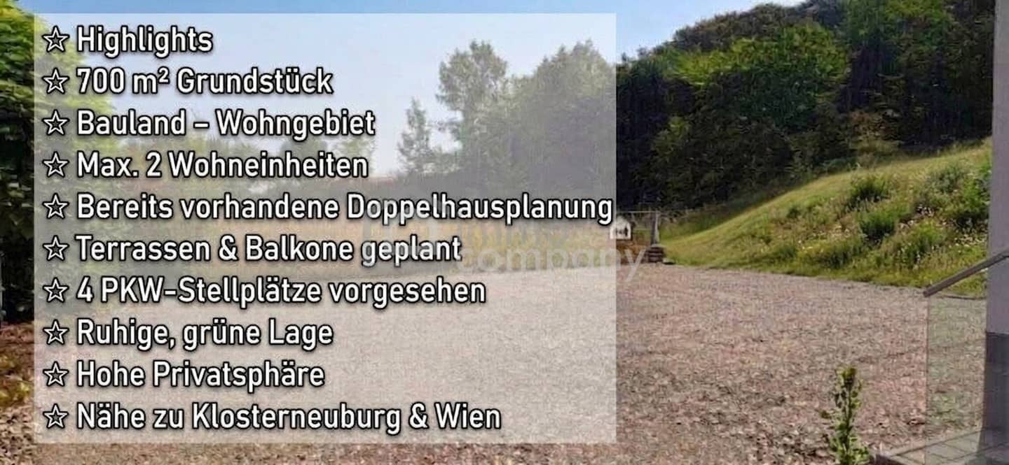 Attractive building plot with project planning near Klosterneuburg