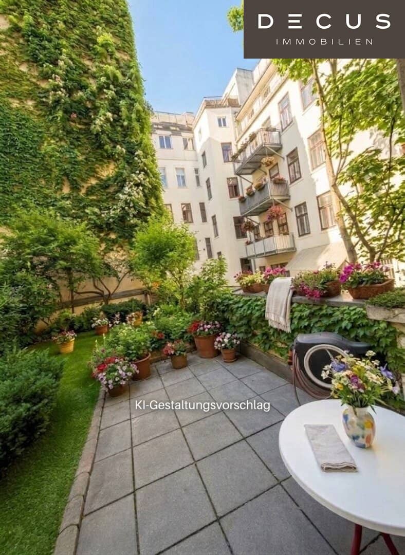 4-room flat (shared apartment) with quiet courtyard terrace | furnished or unfurnished