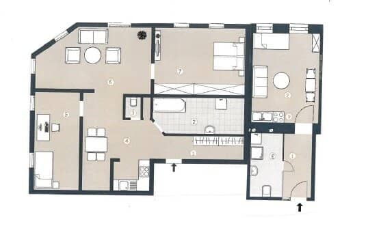 Apartment with inset apartment