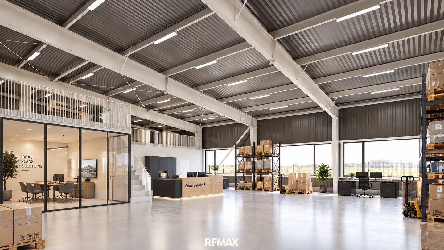Spacious commercial hall of approx. 400 m² with high ceiling in Leopoldsdorf