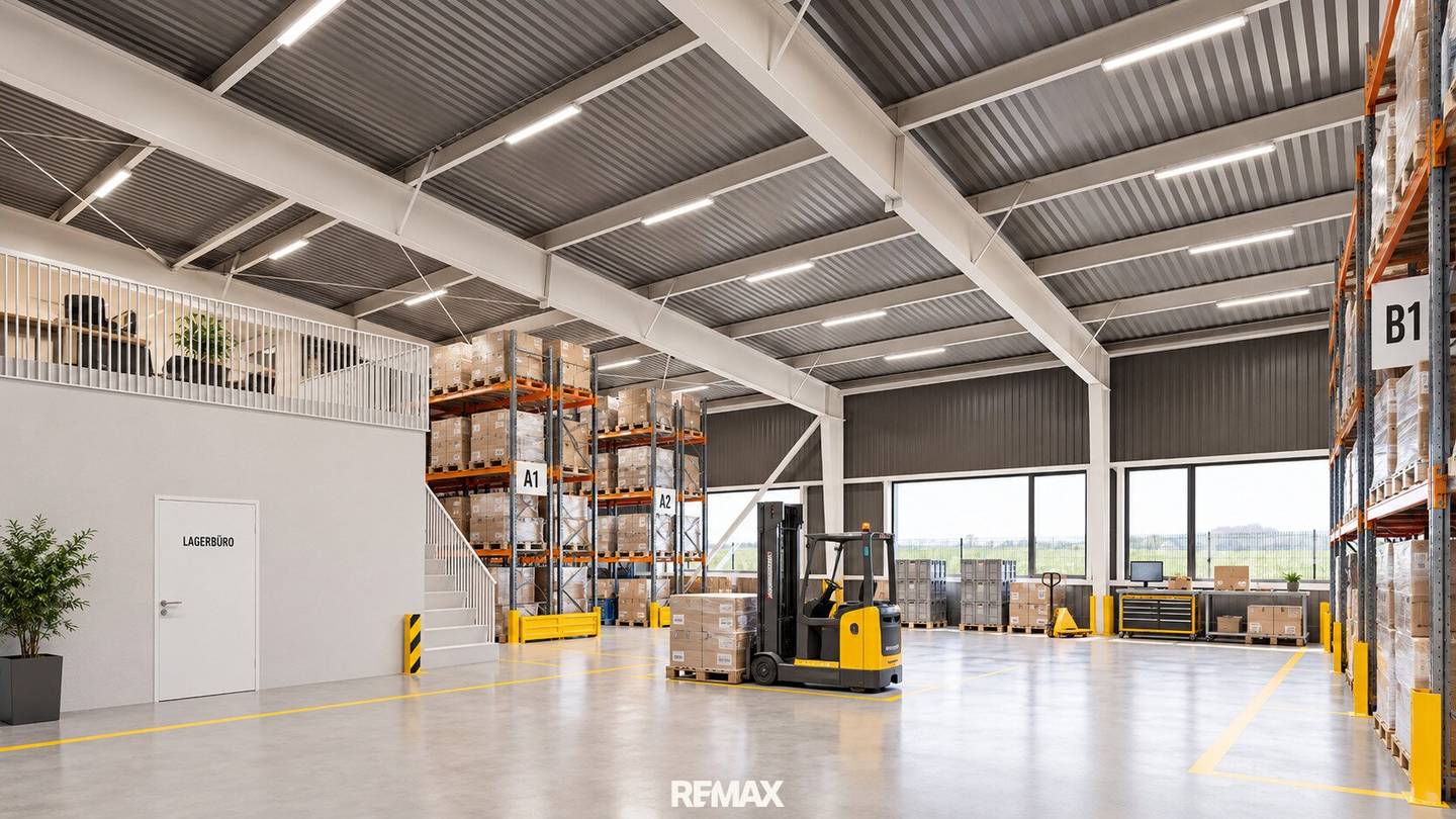 Spacious commercial hall of approx. 400 m² with high ceiling in Leopoldsdorf
