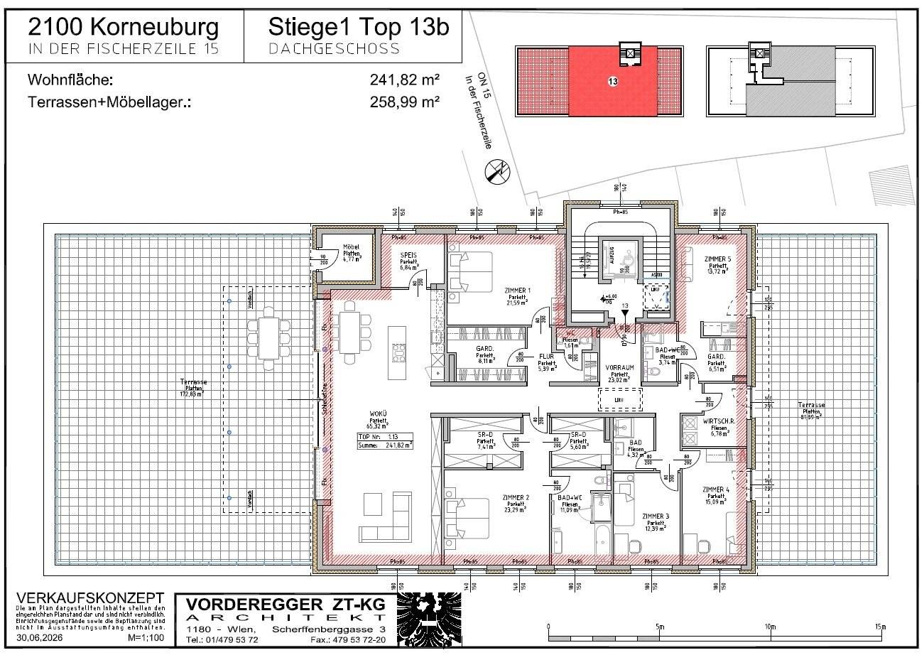 Turnkey luxury penthouse with XXL terraces - the Danube on the doorstep – holiday atmosphere and lush greenery in the Fischerzeile! Commission free for the buyer!