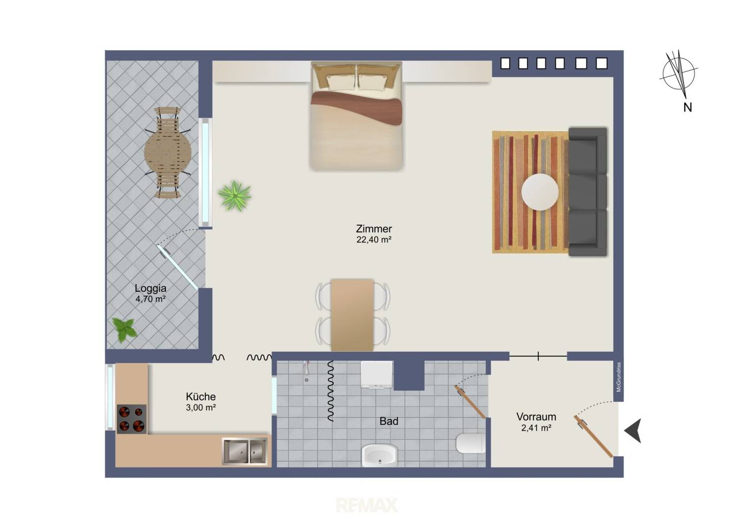 Pack your suitcase and move. Attractive 1-room apartment with loggia in Lend