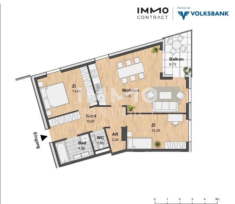 Nearly new 3-room apartment with balcony in the new innovative district Reininghaus