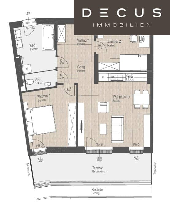 3-room | on the 6th floor | with large terrace and courtyard view | from December