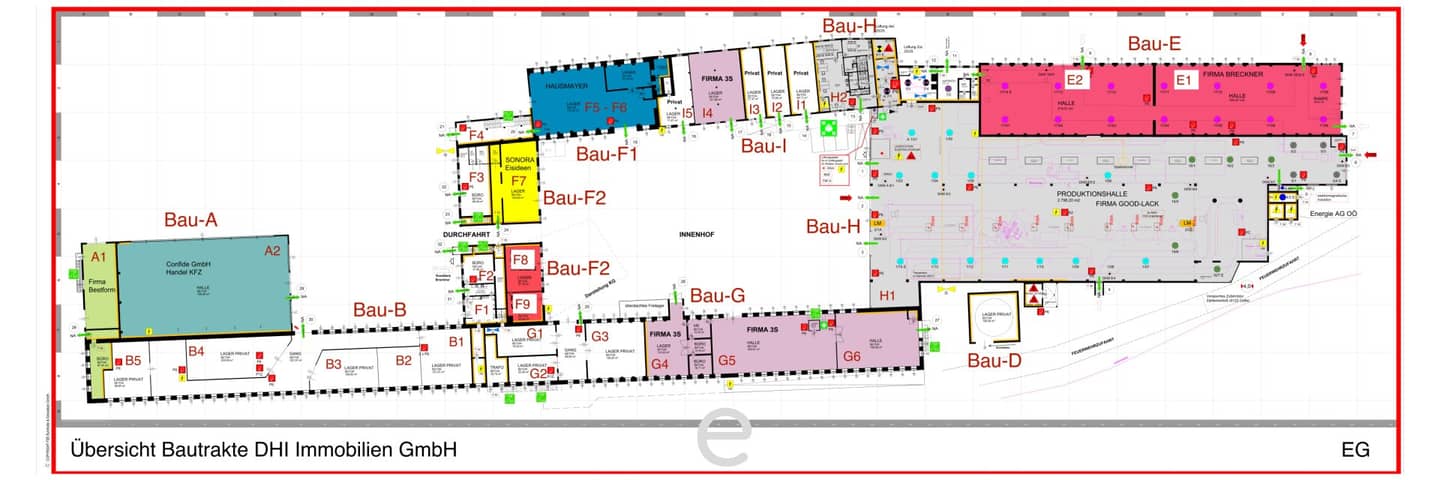 Divisible storage and production space in Sierning for rent