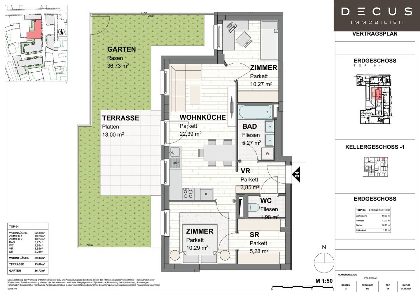 3 ROOMS | GREAT GARDEN APARTMENT | WITH WALK-IN CLOSET | FROM NOVEMBER | IN THE CENTRE | KARMELITERHOF