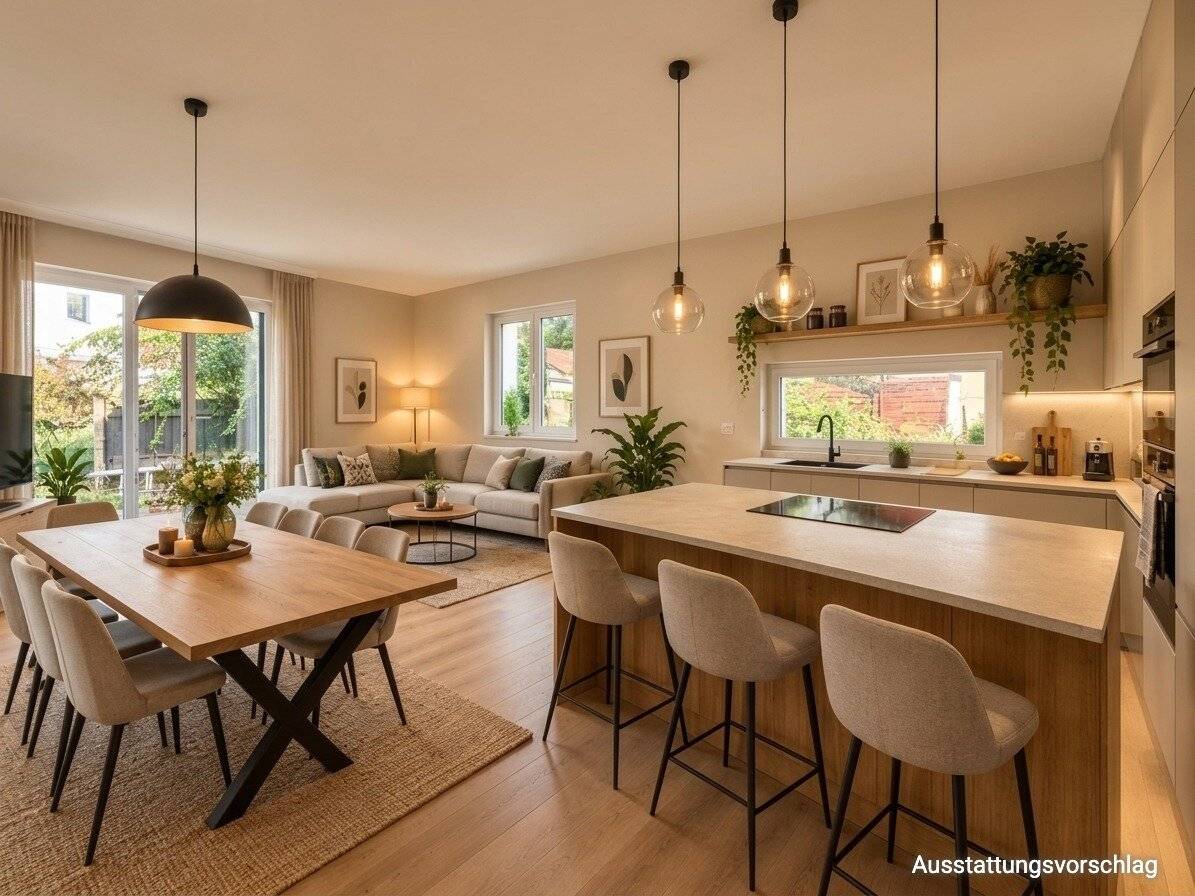 First occupancy, approx. 121 m², 5-room, private garden, Donau around the corner – cleverly acquired under building lease