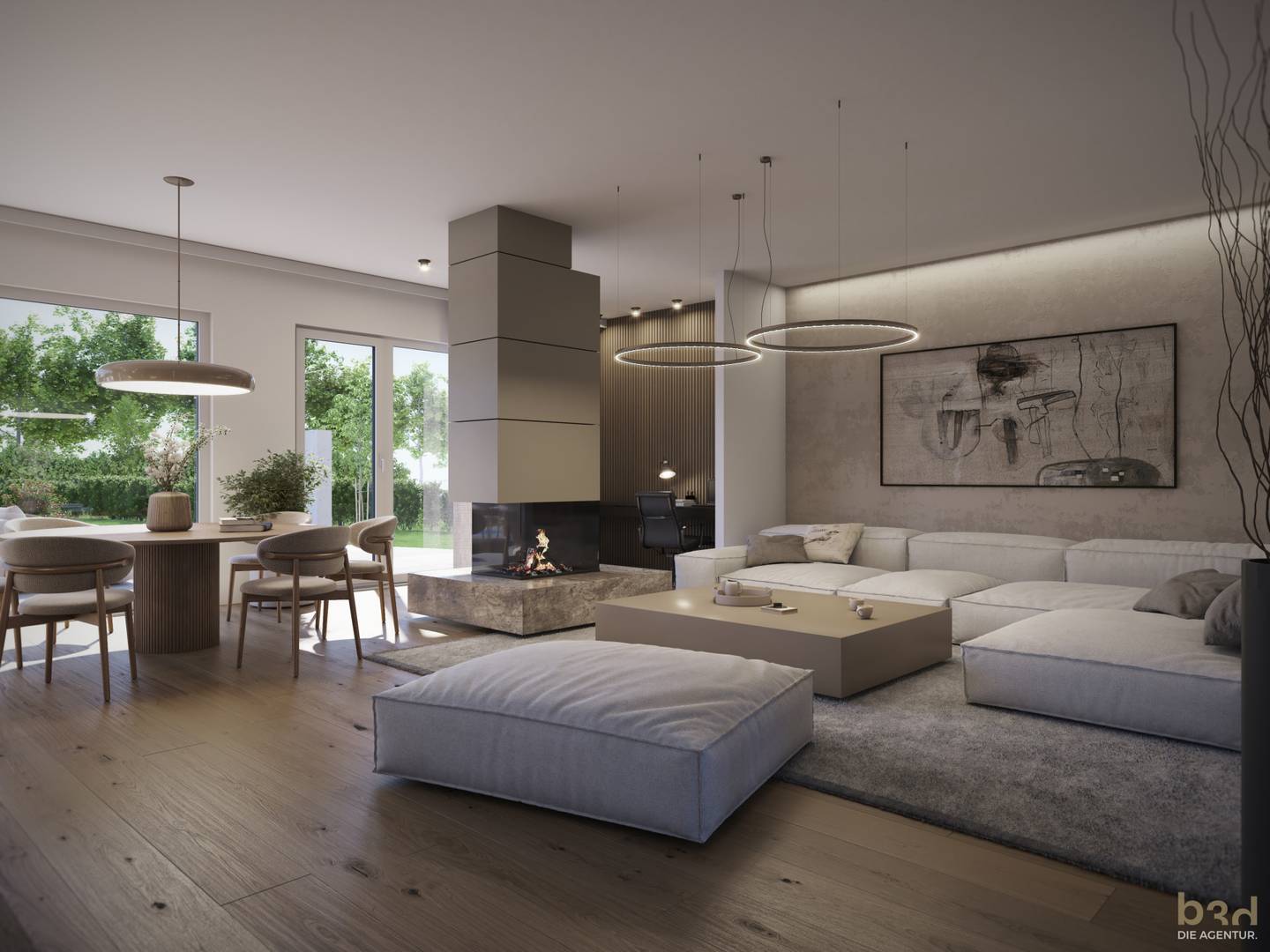 Lichtdurchflutete familienwohnung mit großer terrasse und pool