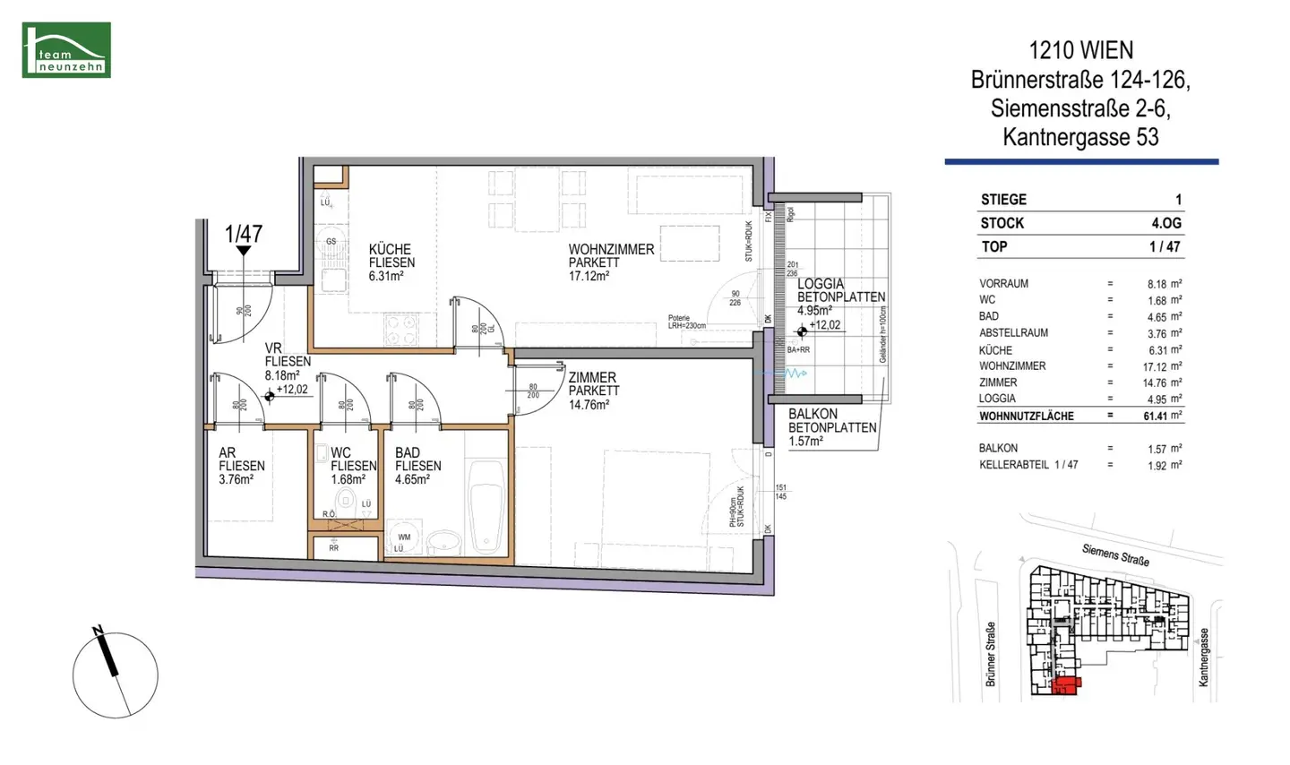 Moderne 2-Zimmer-Wohnung mit sonniger Loggia und Balkon im Herzen von Floridsdorf!