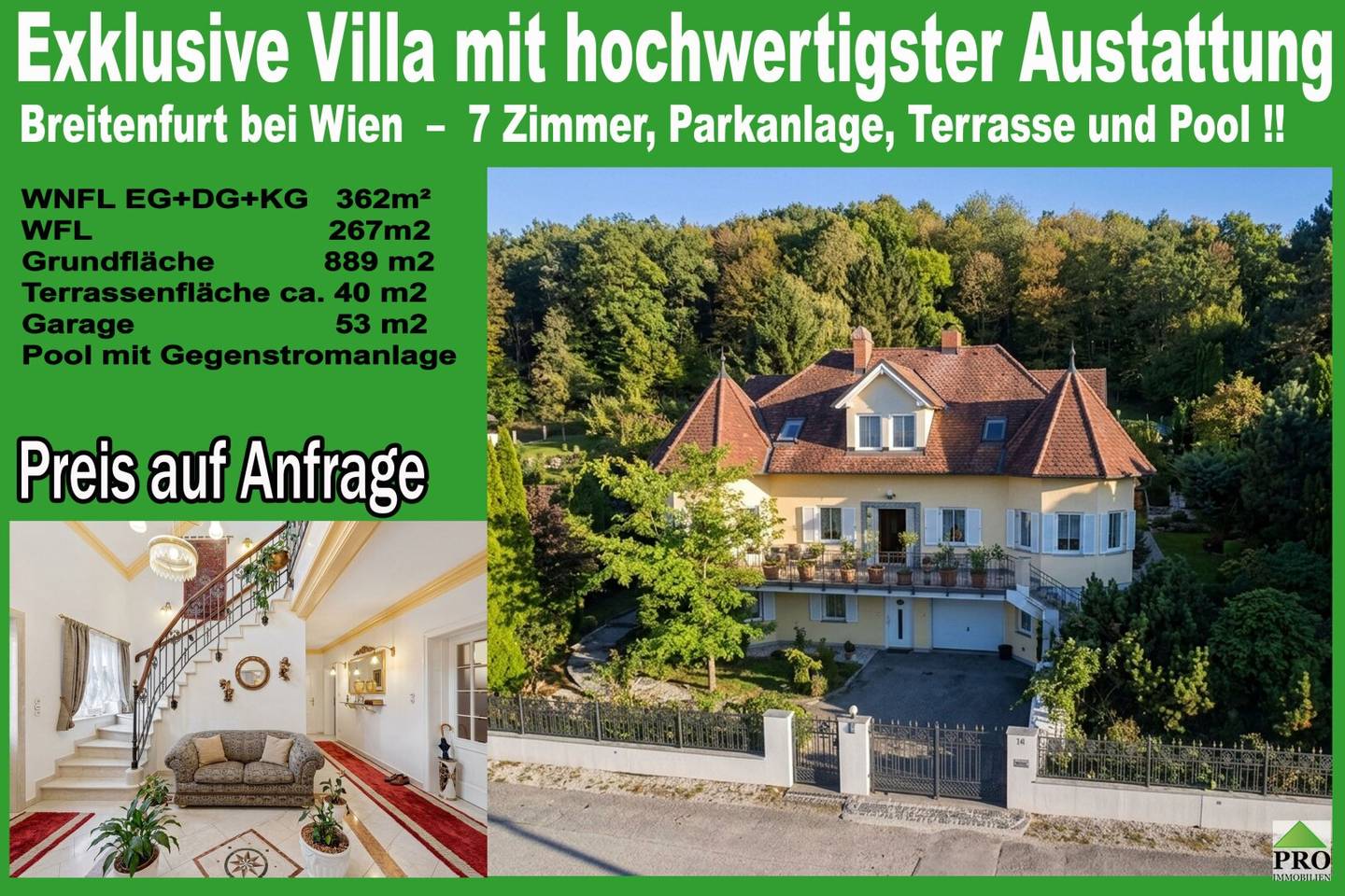 Exklusive Villa mit hochwertigster Ausstattung Breitenfurt bei Wien, 7 Zimmer, Parkanlage, Terrasse und Pool