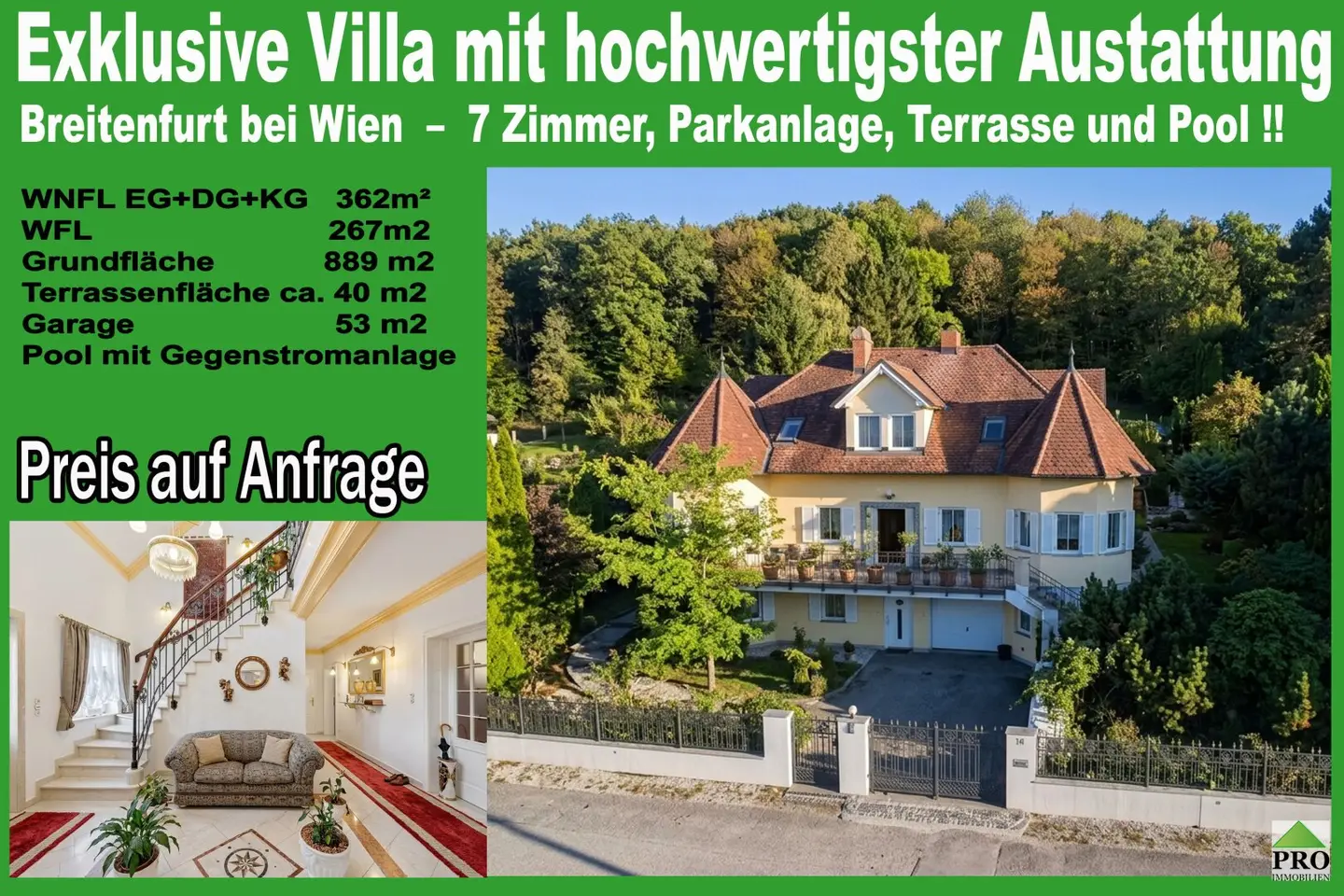 Exklusive Villa mit hochwertigster Ausstattung Breitenfurt bei Wien, 7 Zimmer, Parkanlage, Terrasse und Pool