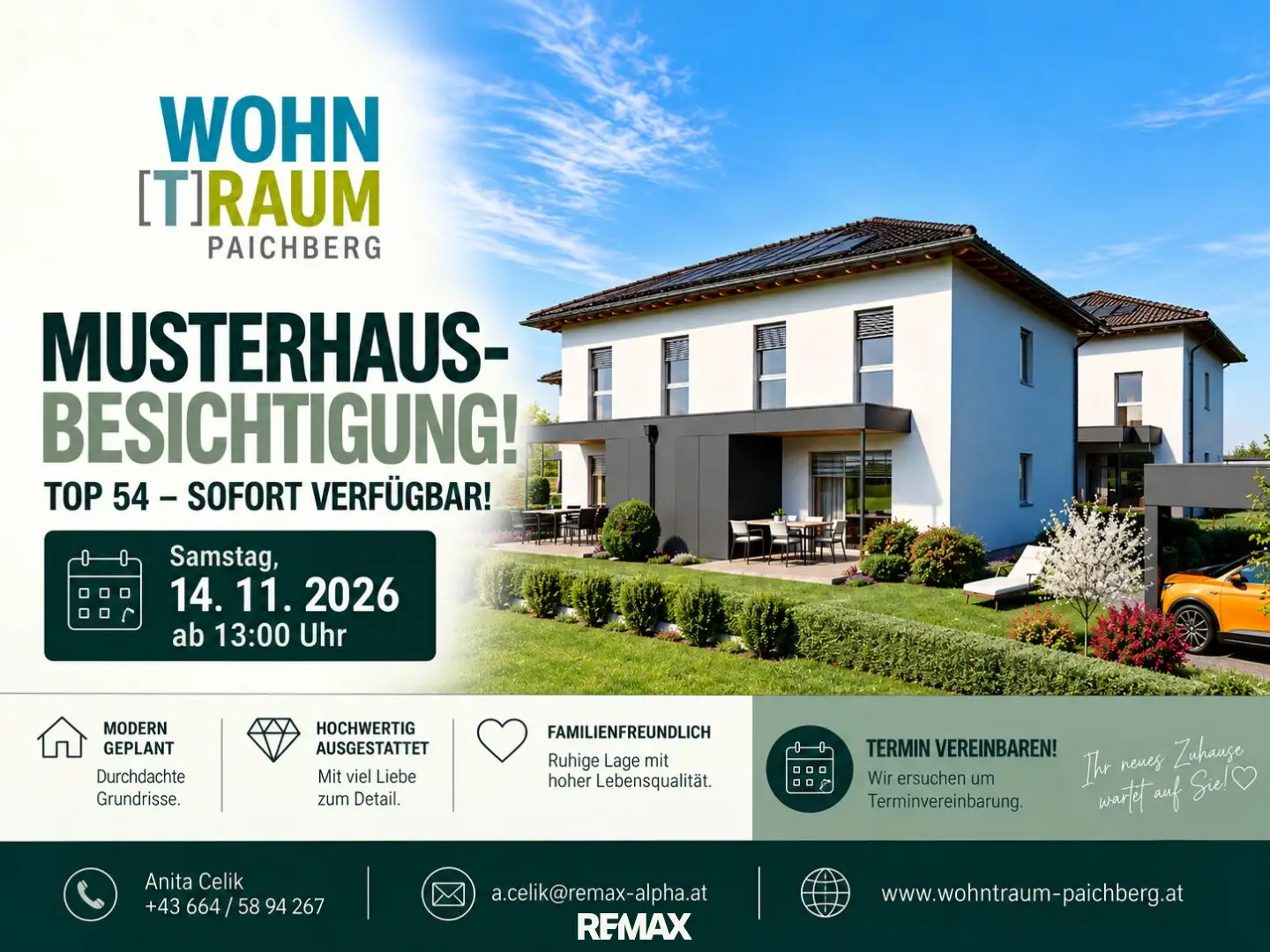 SOFORT VERFÜGBAR! NEUER PREIS I SCHLÜSSELFERTIG - GEFÖRDERTES Doppelhaus I Top 54 I WOHNTRAUM PAICHBERG
