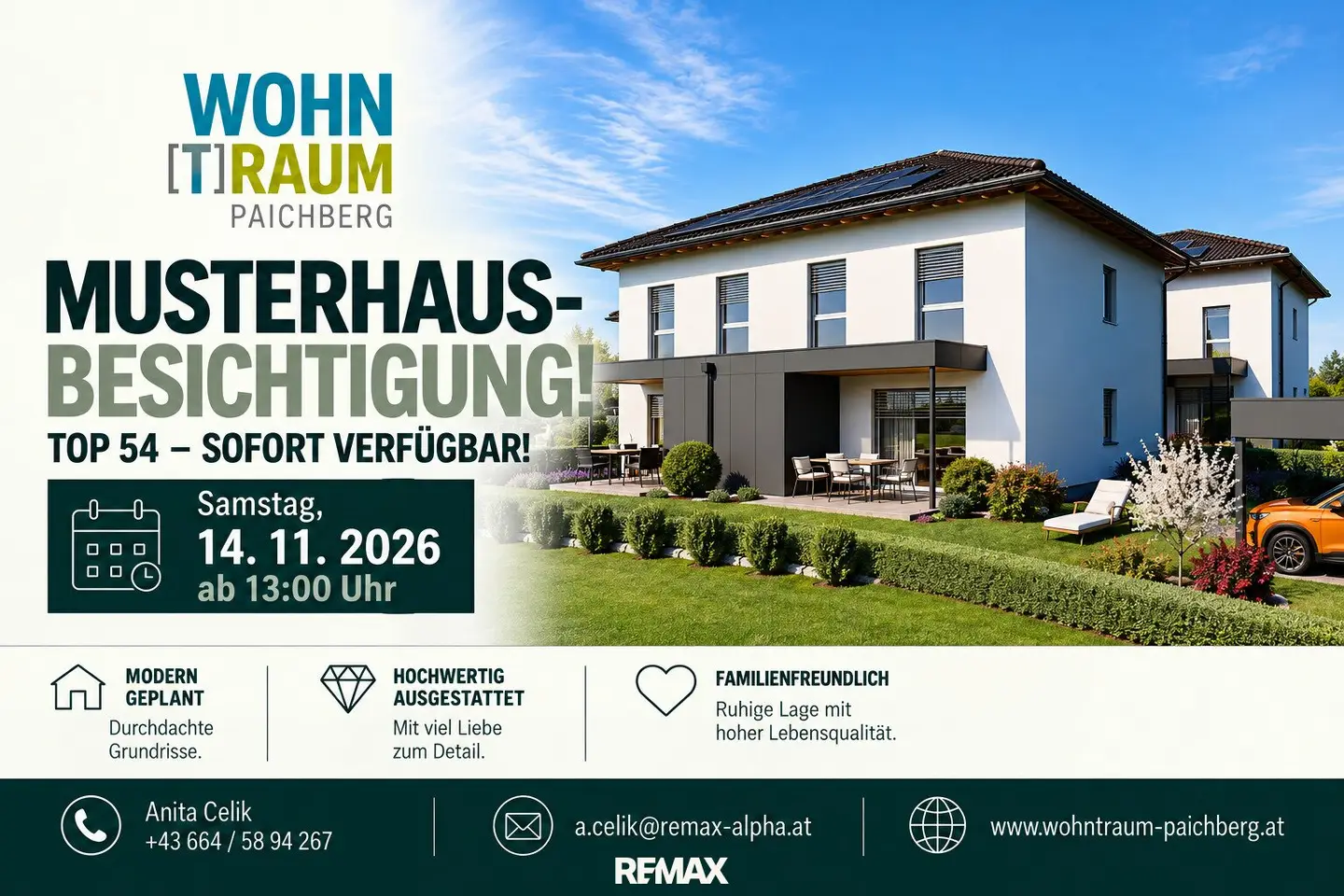 SOFORT VERFÜGBAR! NEUER PREIS I SCHLÜSSELFERTIG - GEFÖRDERTES Doppelhaus I Top 54 I WOHNTRAUM PAICHBERG