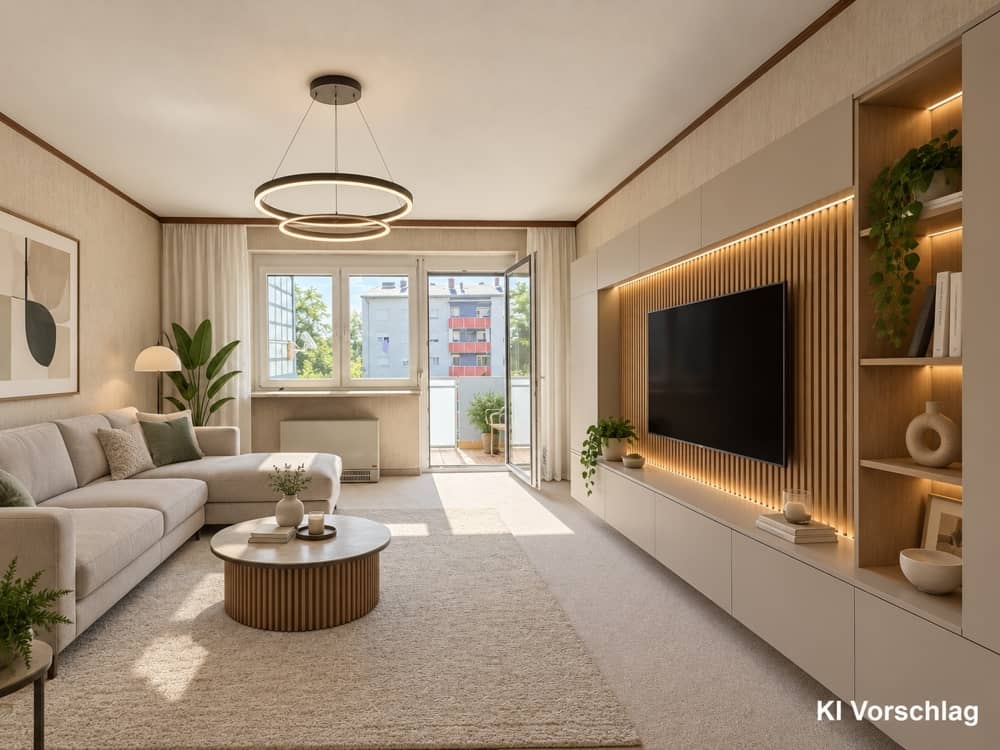 Apartment with balcony and distant view in quiet location