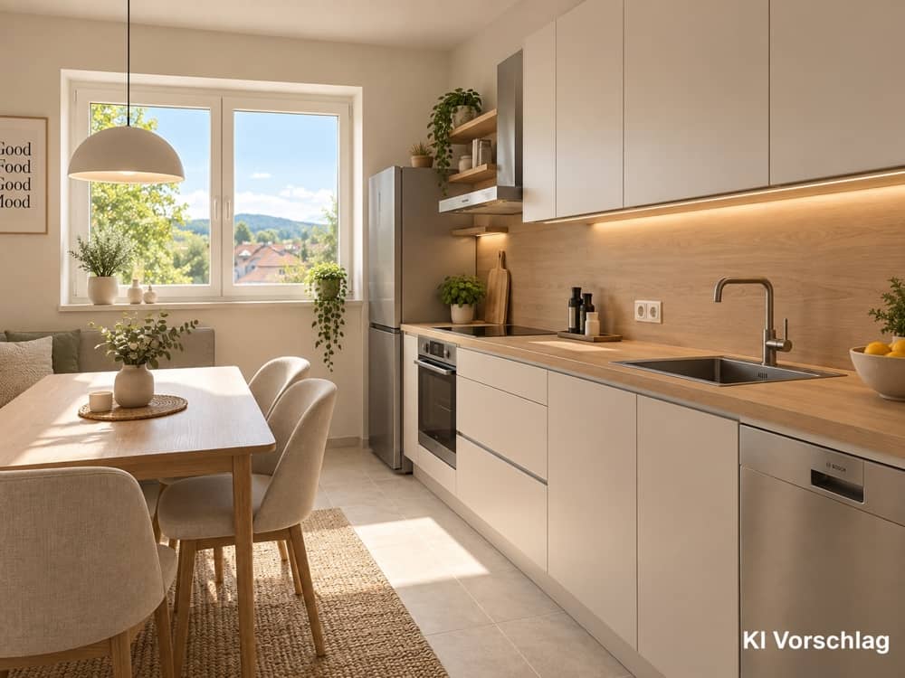 Apartment with balcony and distant view in quiet location