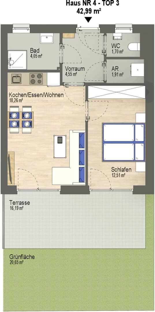 Dream garden apartment with 2 rooms and double underground garage in Kalsdorf