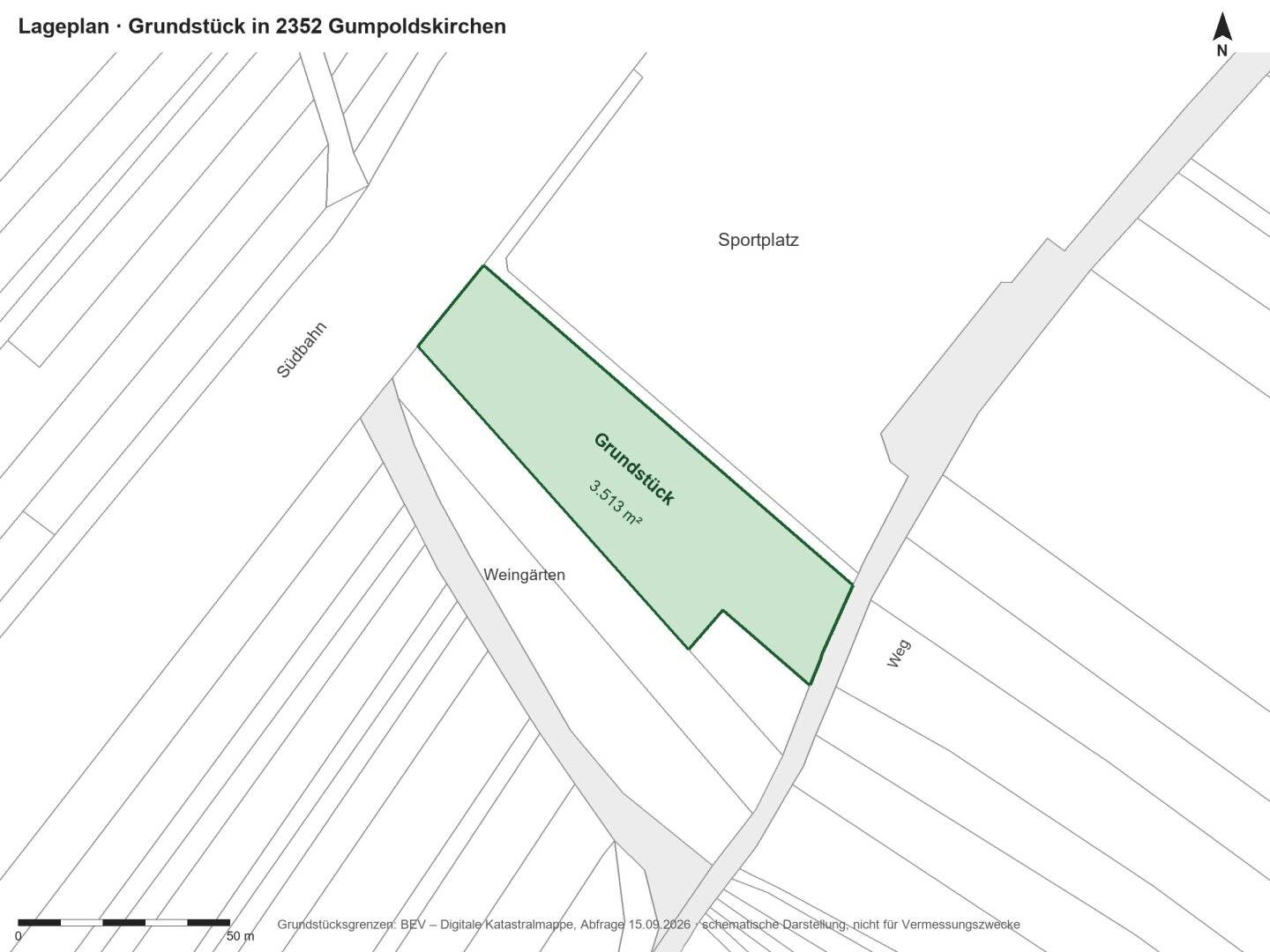 Grünland für Sport und Freizeit neben dem Sportplatz Gumpoldskirchen