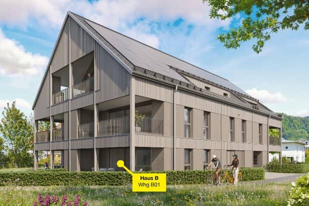Moderne Gartenwohnung in Wolfurt: Erstbezug, 2 Zimmer, Terrasse, Tiefgarage, Erdwärme!