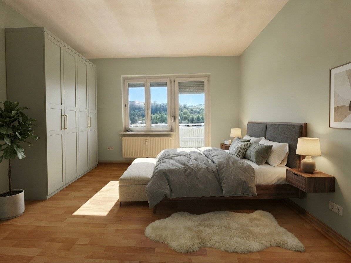 Cozy balcony apartment with distant view and parking space