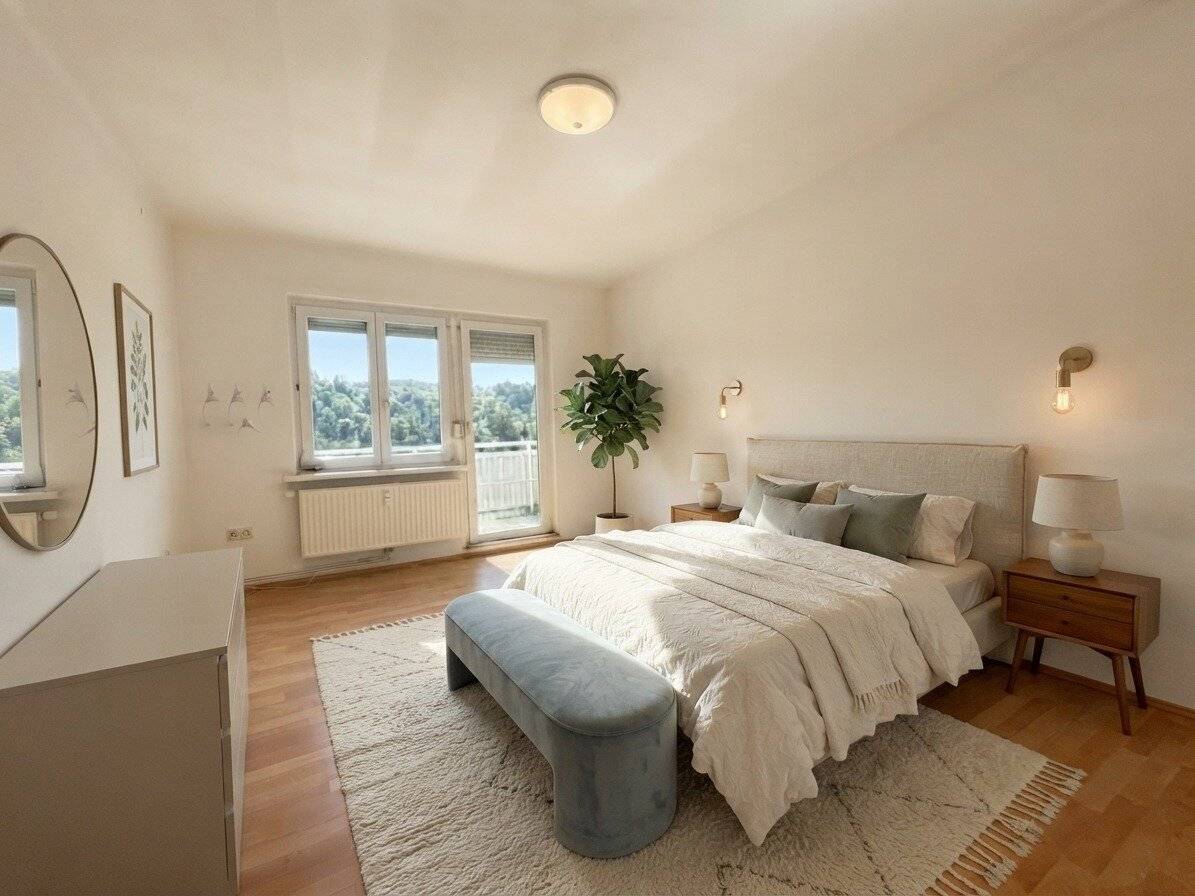 Cozy balcony apartment with distant view and parking space