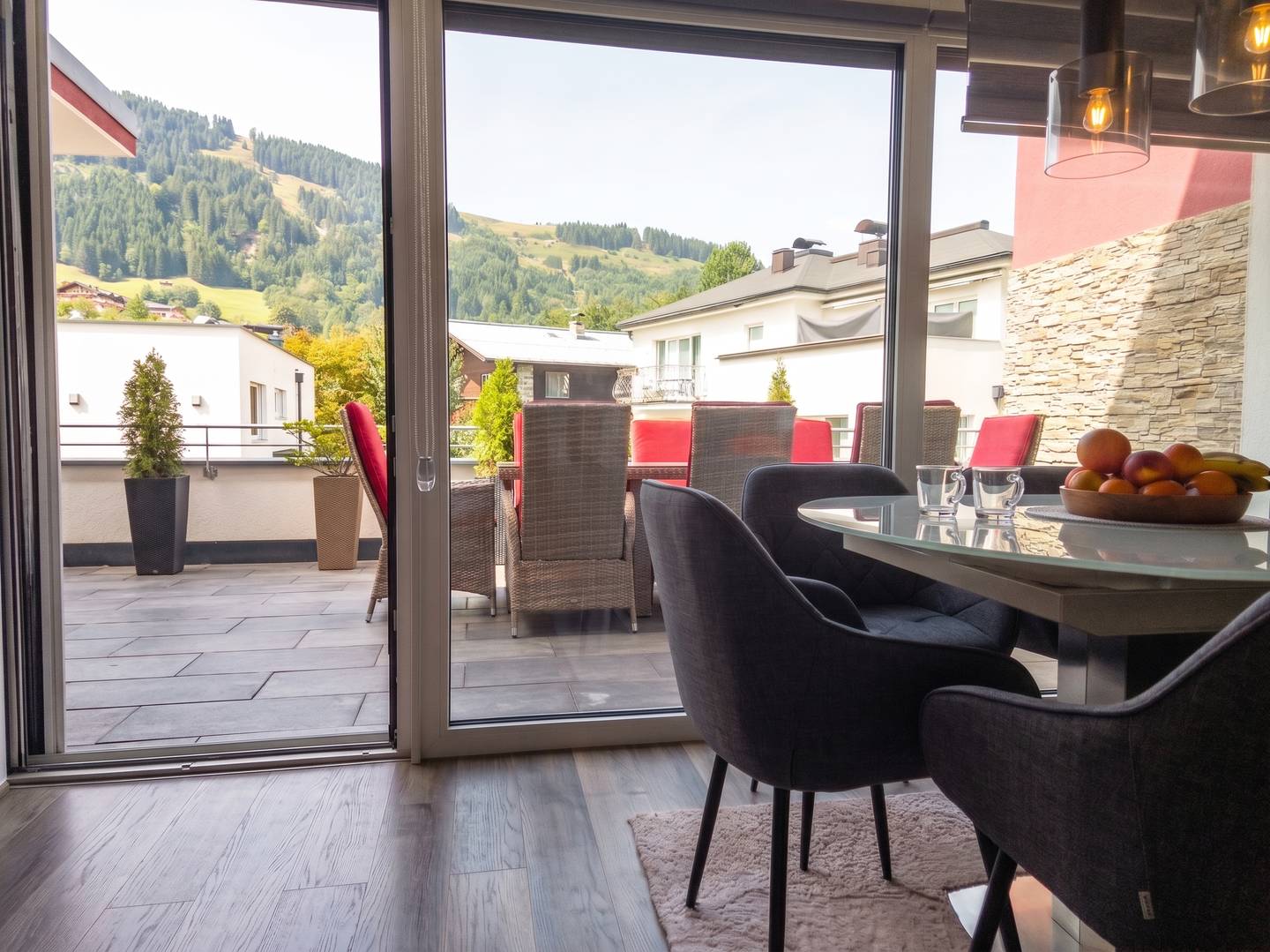 Modern family apartment with large terrace and mountain view