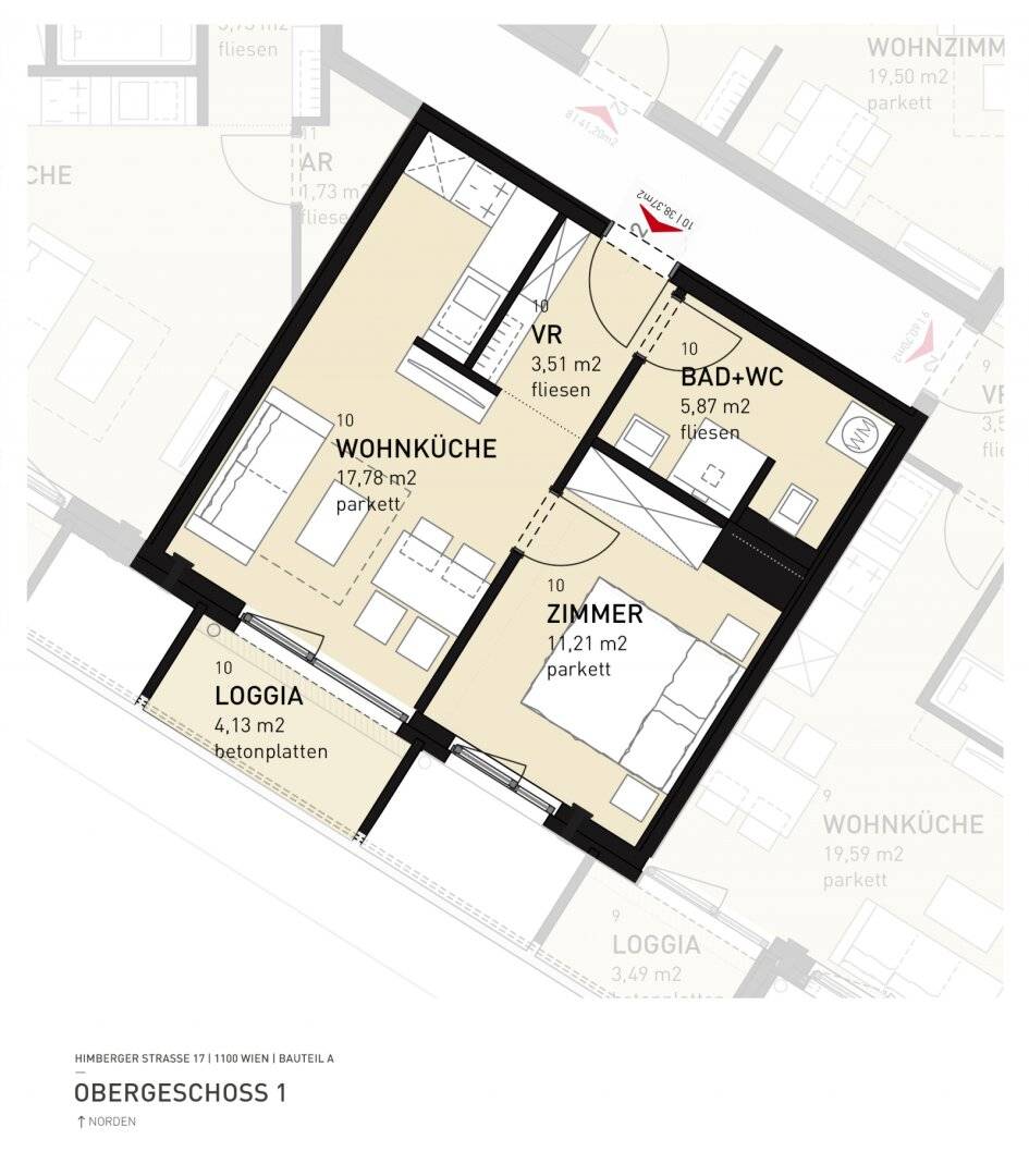 2-room new build apartment incl complete kitchen, loggia outdoor area and cellar compartment / HS17 A-10