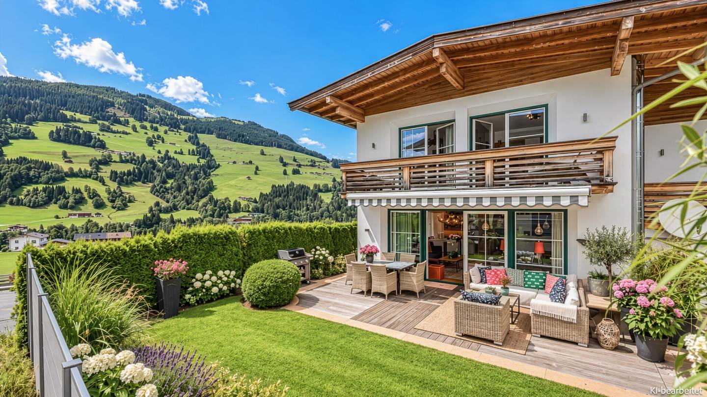 Family apartment with garden sauna and view of the Wilder Kaiser