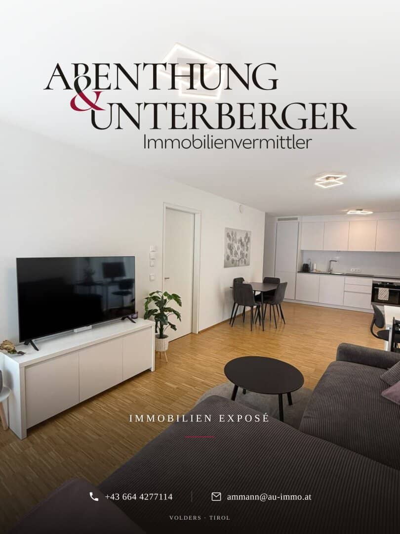 Modern terrace apartment 58m² with mountain view, loggia, garage &amp; fitted kitchen in Volders
