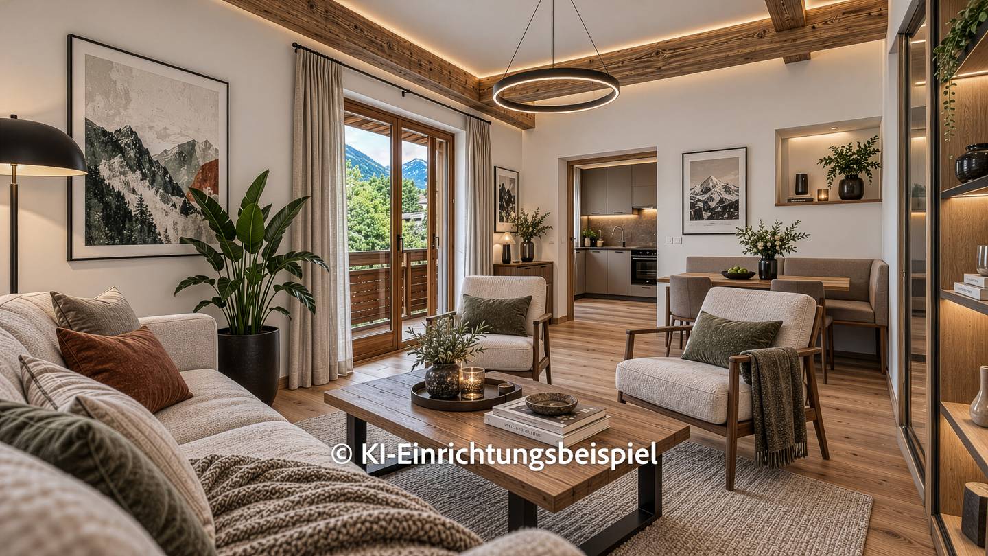 Ground floor apartment in central location near ski lift with mountain view