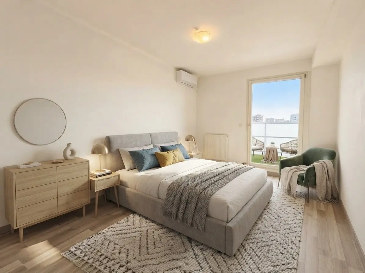OVER THE ROOFTOPS OF SIMMERING | 3 rooms | approx. 88.52 m² usable area | Loggia | 5th floor | Elevator