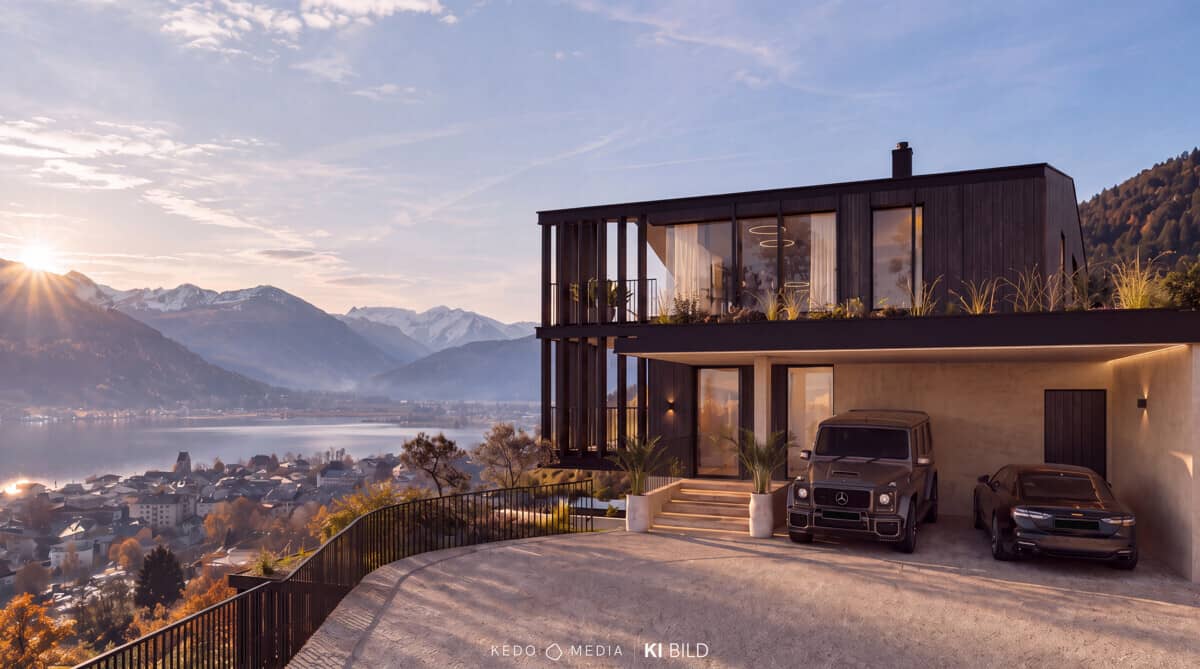 Maisonettewohnung with private garden pool and lake and mountain views