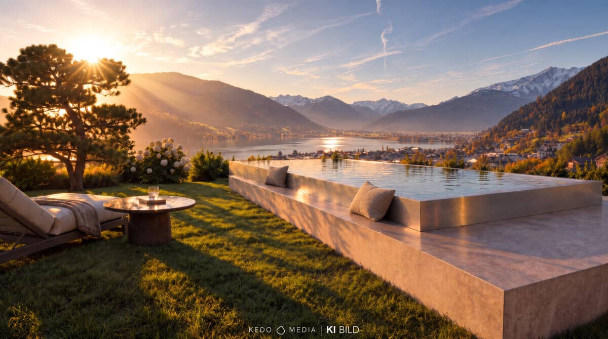 Maisonettewohnung with private garden pool and lake and mountain views