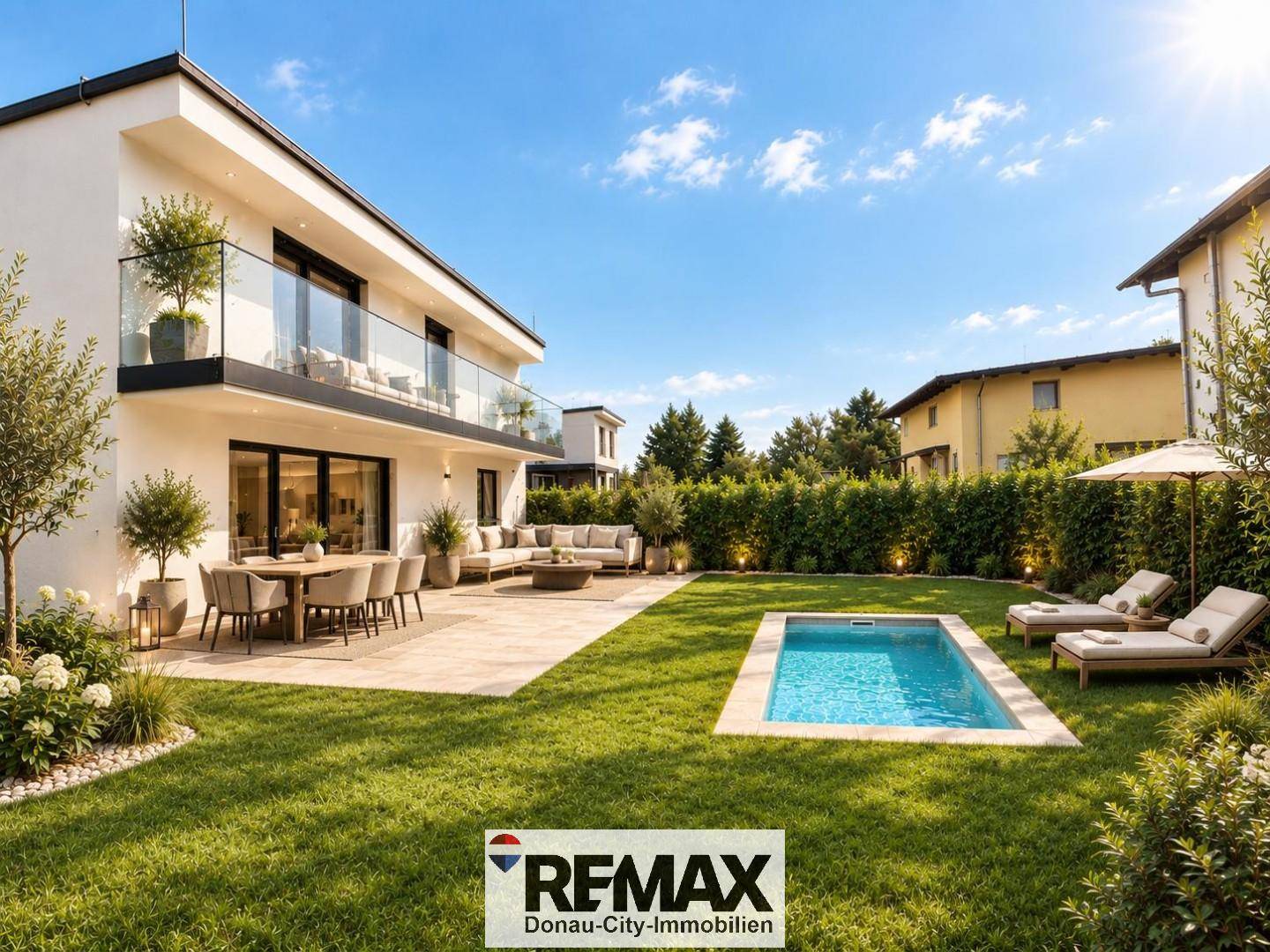 Privater Garten mit Pool und hochwertiger Wohnung