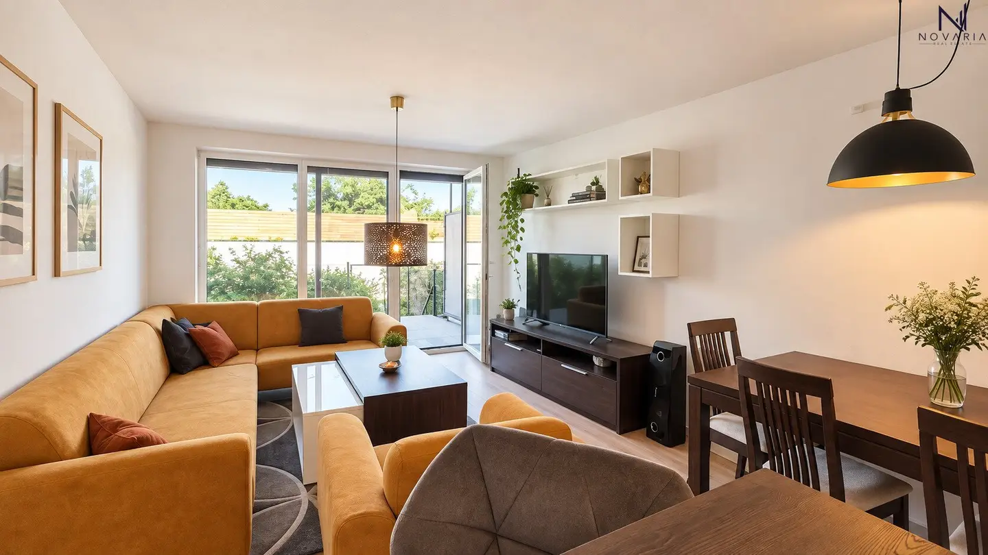 Like-new 4-room garden apartment with large loggia and parking space