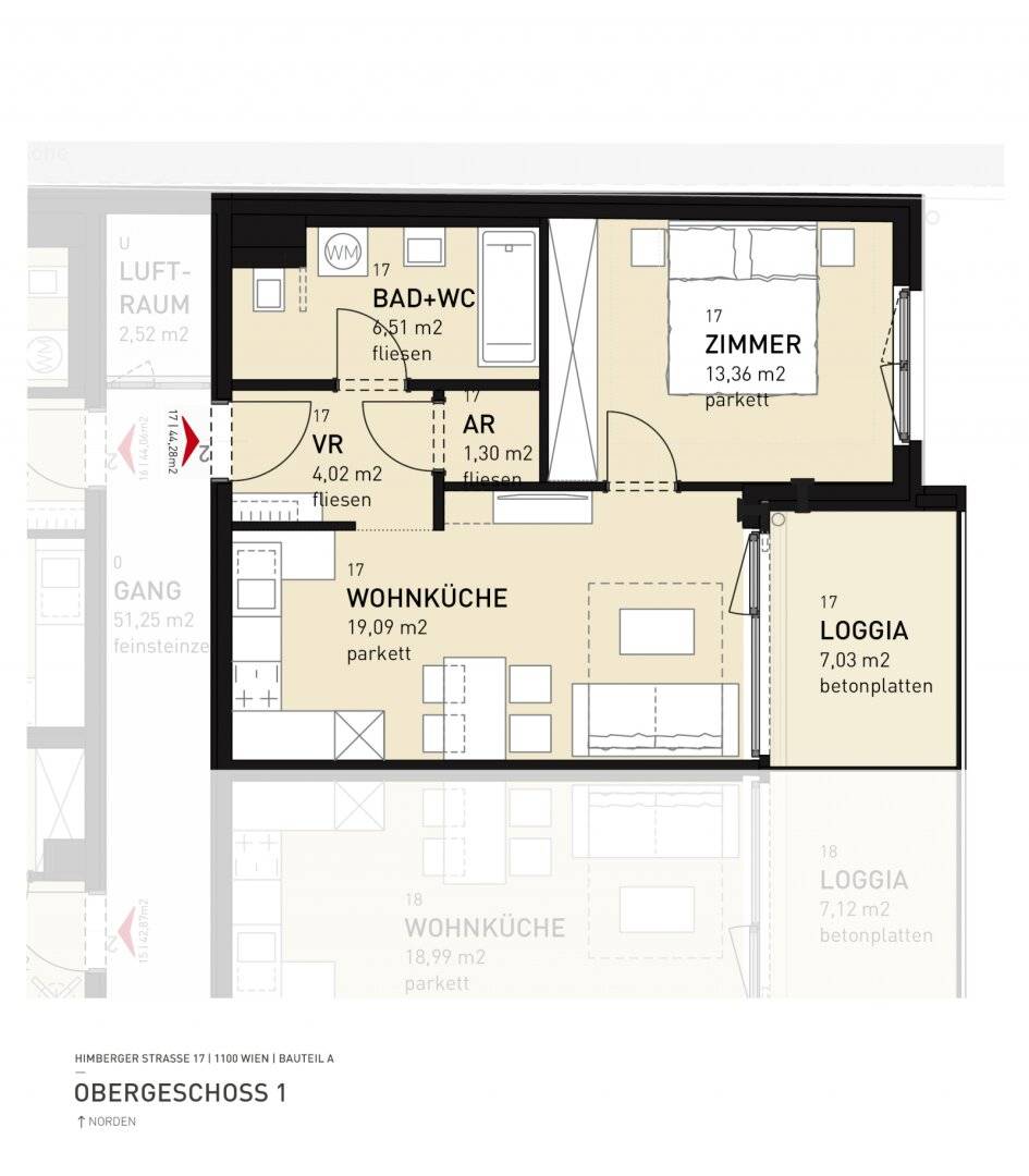 2-room rental apartment incl full kitchen, loggia outdoor area and cellar compartment / HS17 Top A-17