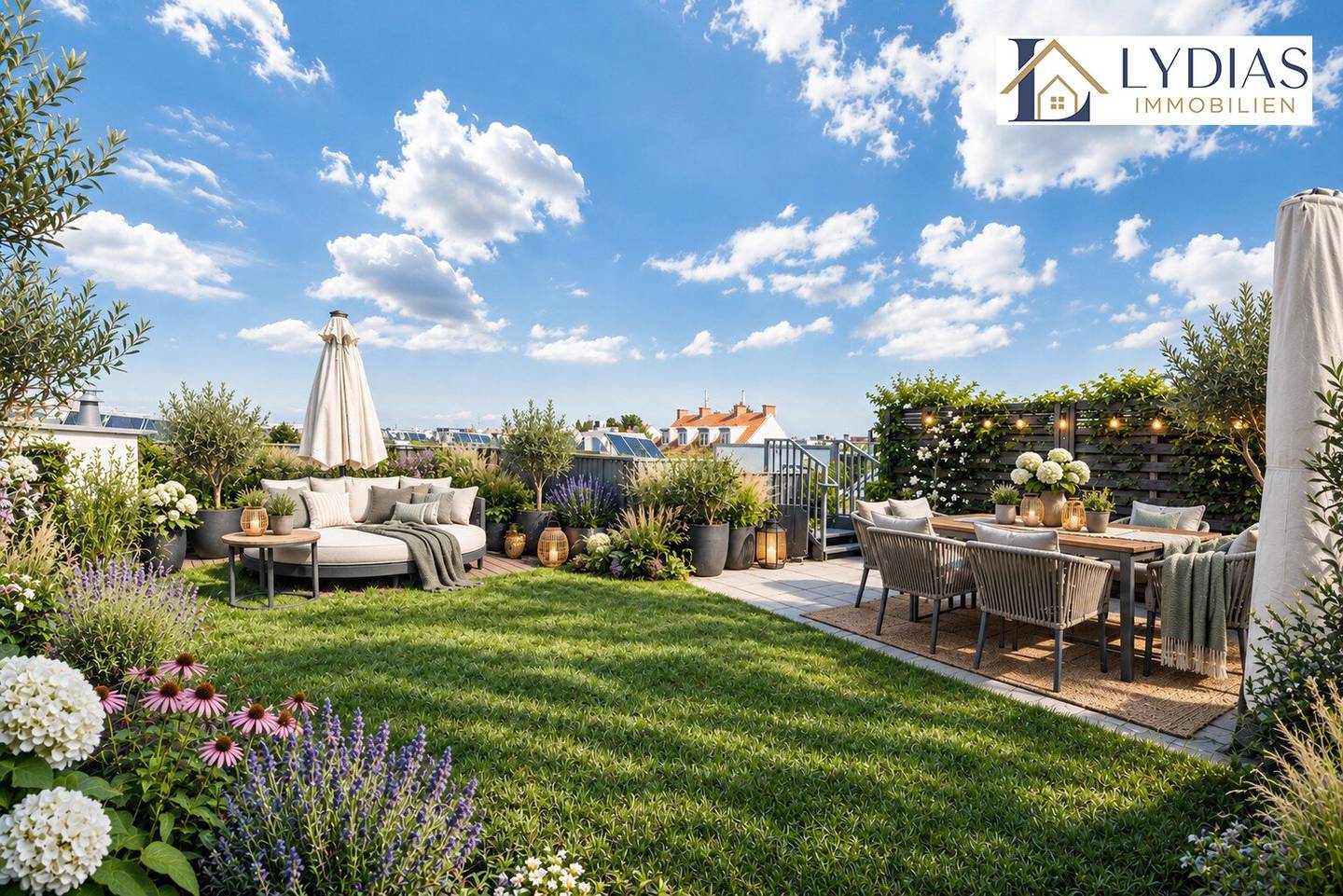 Dreamlike and quiet attic apartment with loggia and private green roof garden total approx. 61 m² / garage / top infrastructure