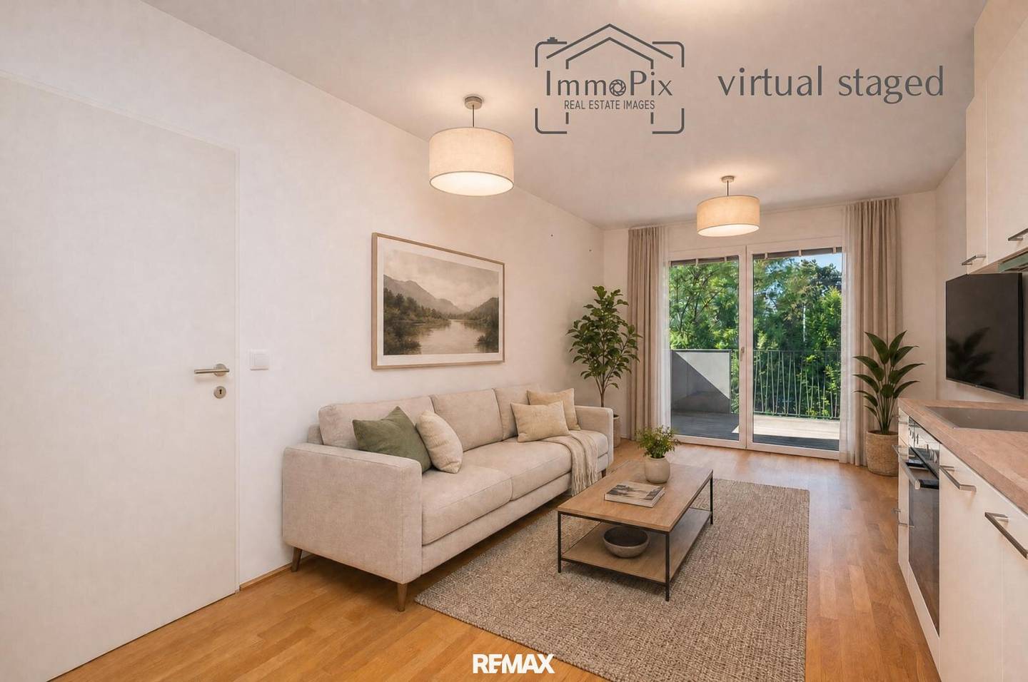 Moderne 2-Zimmer-Wohnung mit überdachtem Balkon und Grünblick