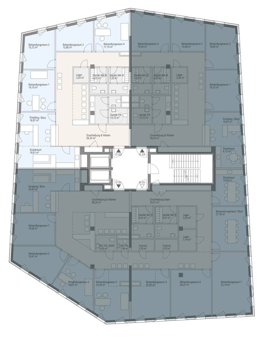 Flexible medical practice spaces in NOA22 | Medical Centre Aspern | COMMISSION-FREE