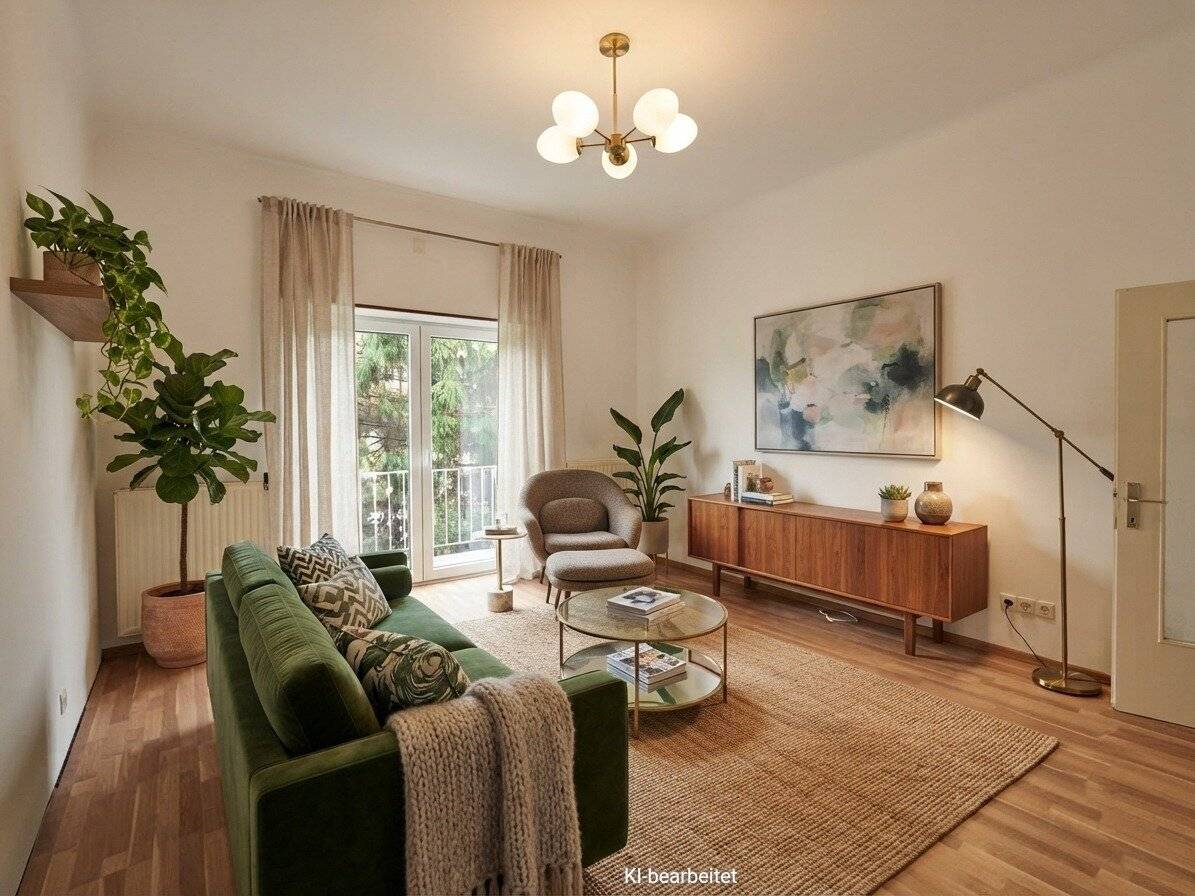 Front Garden: Cozy Balcony Apartment + Near Danube Island + Sunny Living Room + Divisible into 3 Rooms