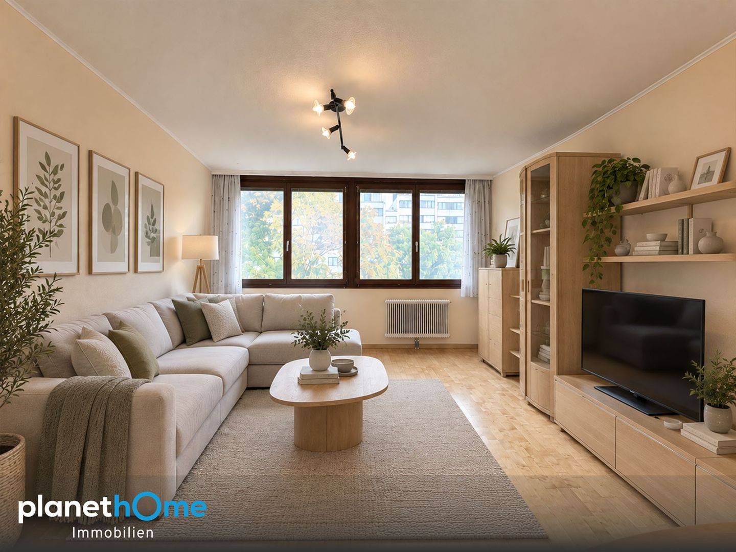 Bright apartment with green courtyard view and lift