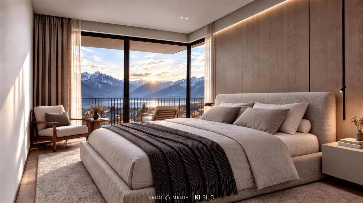 Apartment with lake and mountain views and terrace