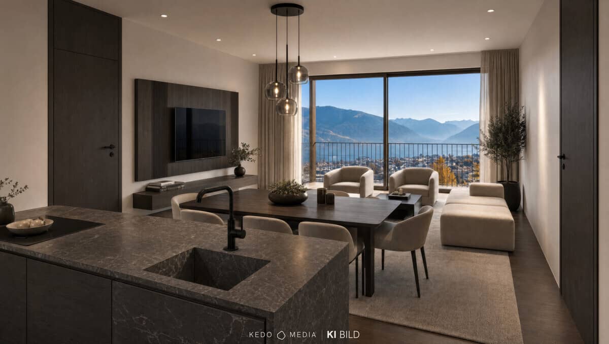 Apartment with lake and mountain views and terrace