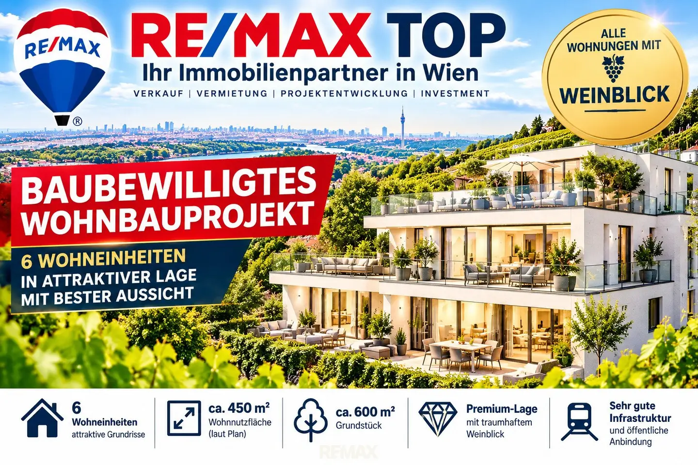 Baubewilligtes Wohnbauprojekt in 1190 Wien - Döbling - 6 Wohneinheiten